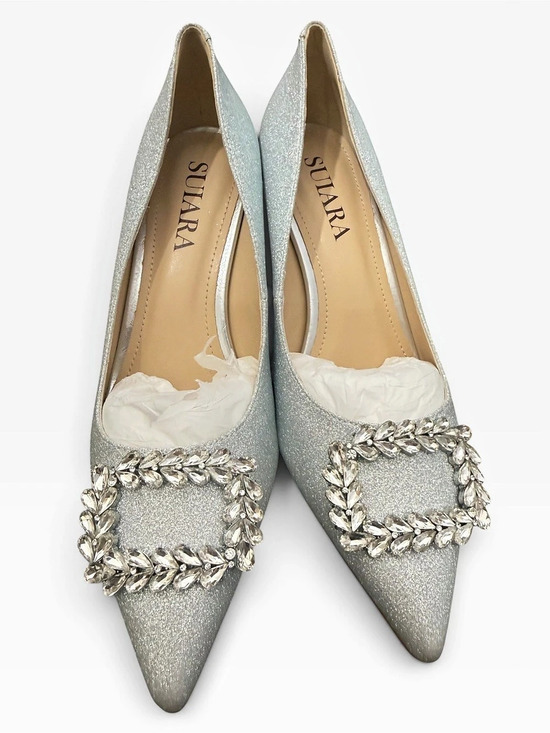 Suiara Shoes - Suiara  Crystal Embellished Heels Silver US 7 New
